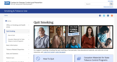 Screenshot of CDC Quit Smoking Tips 